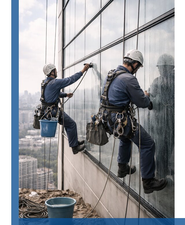 Профессиональная мойка фасадных окон альпинистами в Сызрани