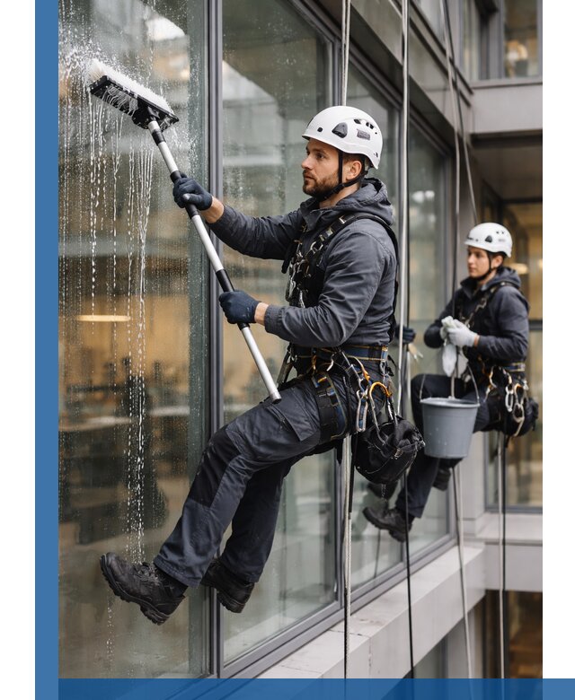 Профессиональная мойка витражей промышленными альпинистами в Сызрани