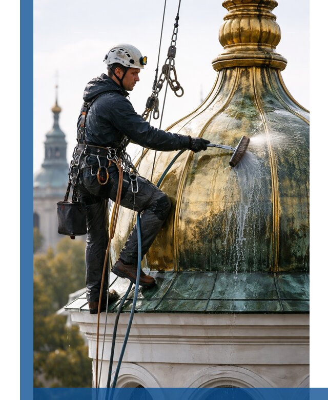 Профессиональная мойка куполов и шпилей высотными альпинистами в Сызрани