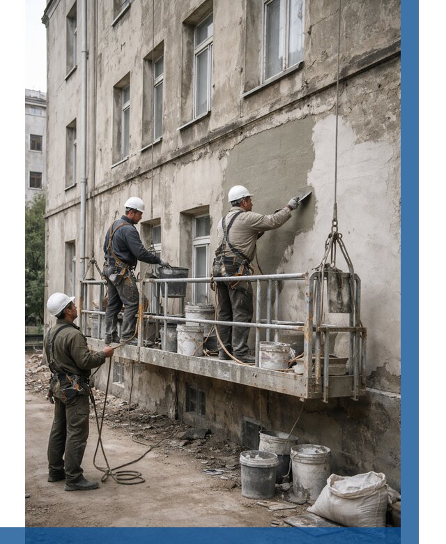 Капитальный ремонт фасада в Сызрани от 4255 р. | ВЫСОТНИК-Сзр