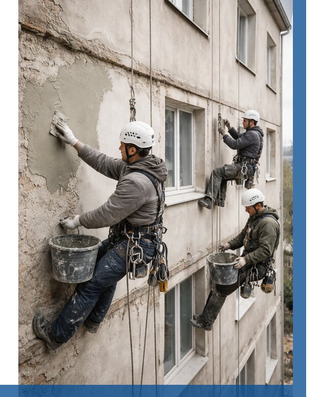 Ремонт штукатурного фасада в Сызрани от 760 р. под ключ | ВЫСОТНИК-Сзр