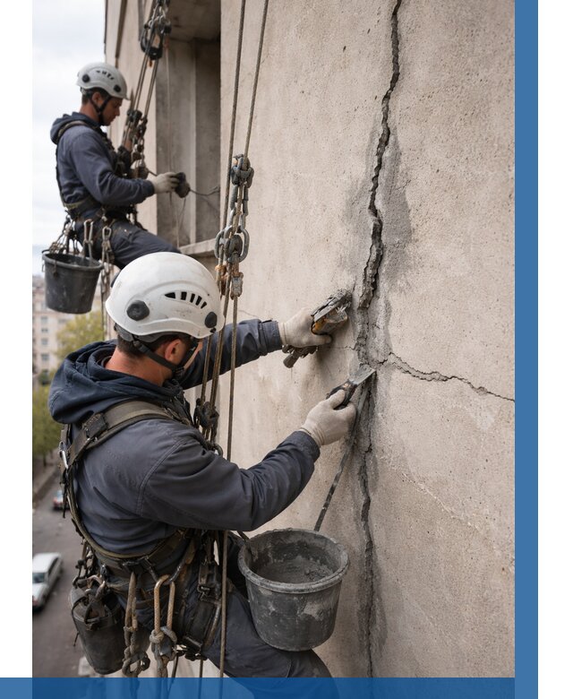 Заделка трещин на фасаде в Сызрани от 912 р. | ВЫСОТНИК-Сзр