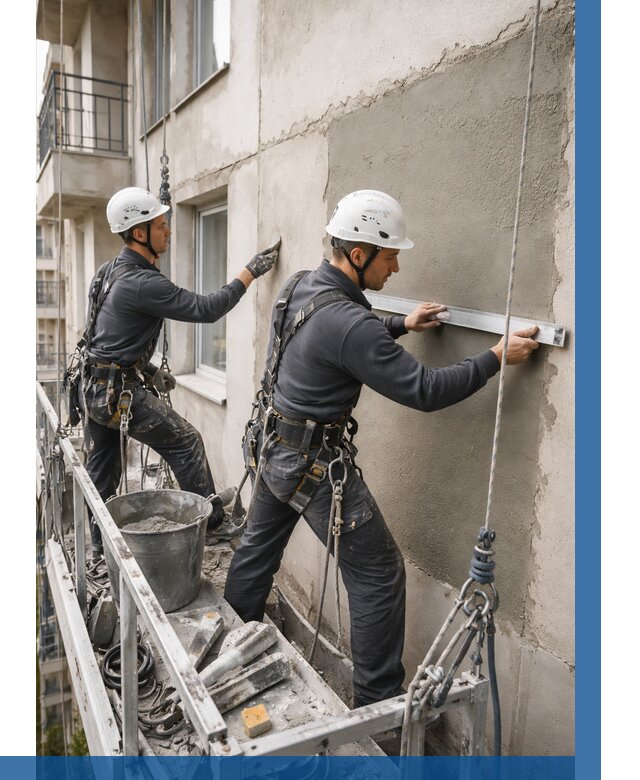 Штукатурка фасада на высоте в Сызрани от 912 р. | ВЫСОТНИК-Сзр