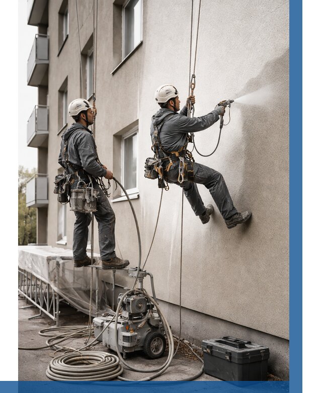 Безвоздушная покраска фасада в Сызрани от 223 р/м² | ВЫСОТНИК-Сзр