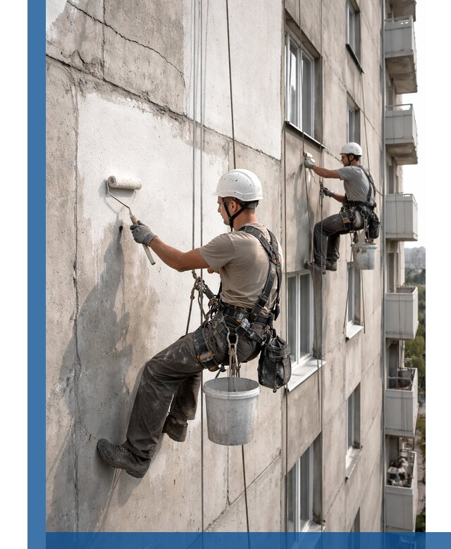 Покраска бетонного фасада в Сызрани для жилых и промышленных объектов