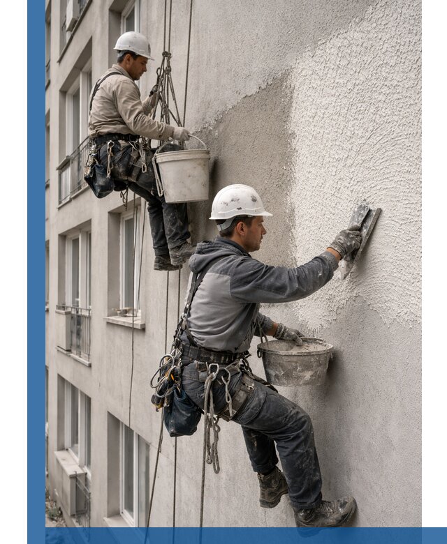 Нанесение декоративной штукатурки короед на фасад в Сызрани