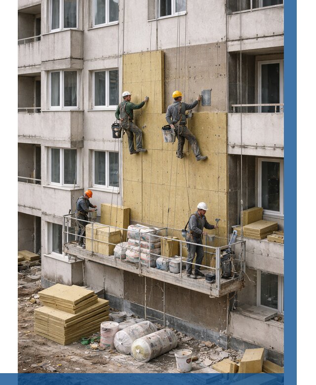 Утепление фасада минватой в Сызрани от 1520 р. | ВЫСОТНИК-Сзр