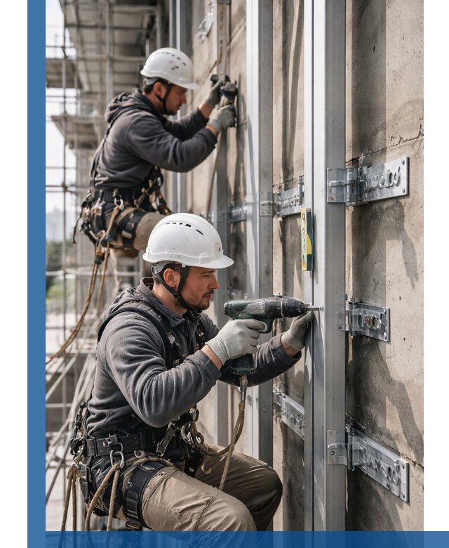 Монтаж и крепление подсистемы вентфасада в Сызрани