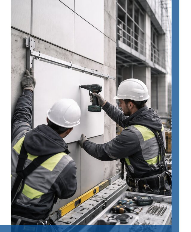 Монтаж композитных панелей фасада в Сызрани от 2533 р. | ВЫСОТНИК-Сзр