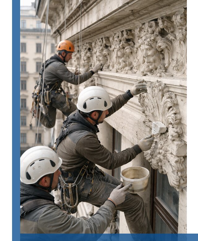 Реставрация фасадной лепнины с высотными работами в Сызрани