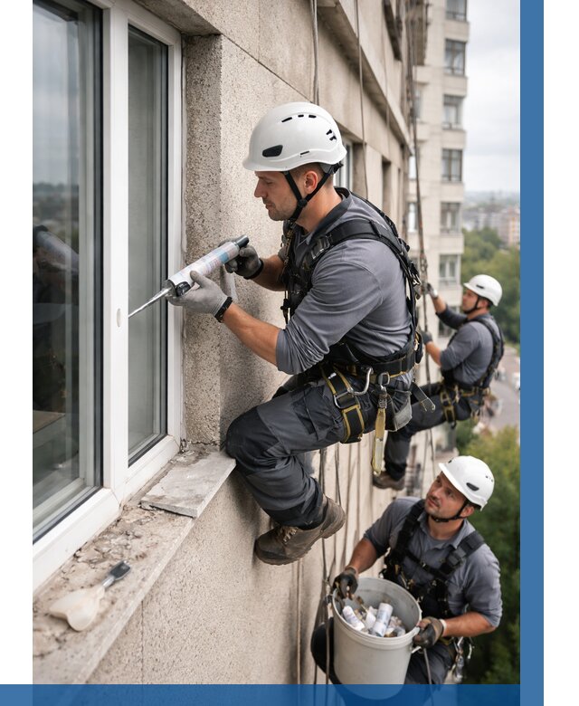 Герметизация оконных швов снаружи в Сызрани от 1520 р. | ВЫСОТНИК-Сзр