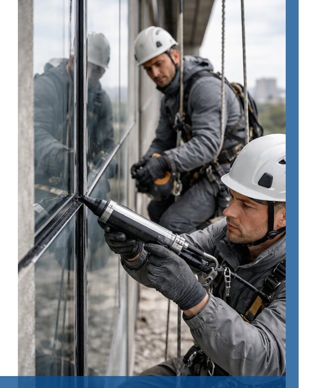 Герметизация витражных швов в Сызрани от 658 р. | ВЫСОТНИК-Сзр