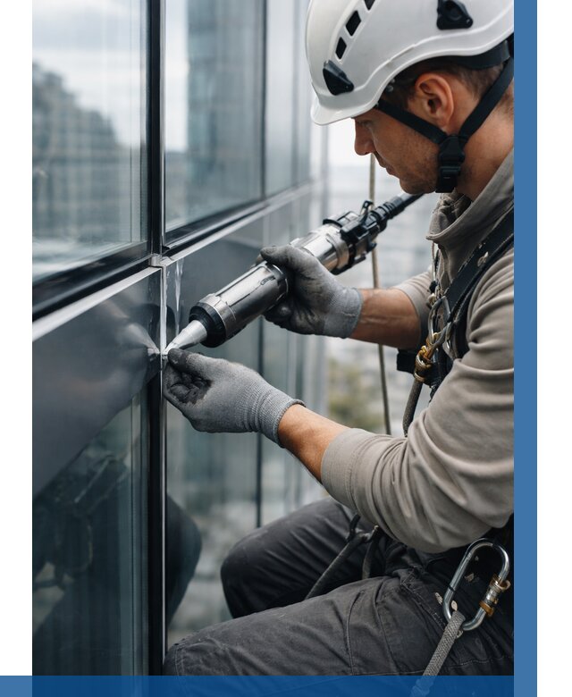 Герметизация стыков витража в Сызрани от 1216 р. | ВЫСОТНИК-Сзр