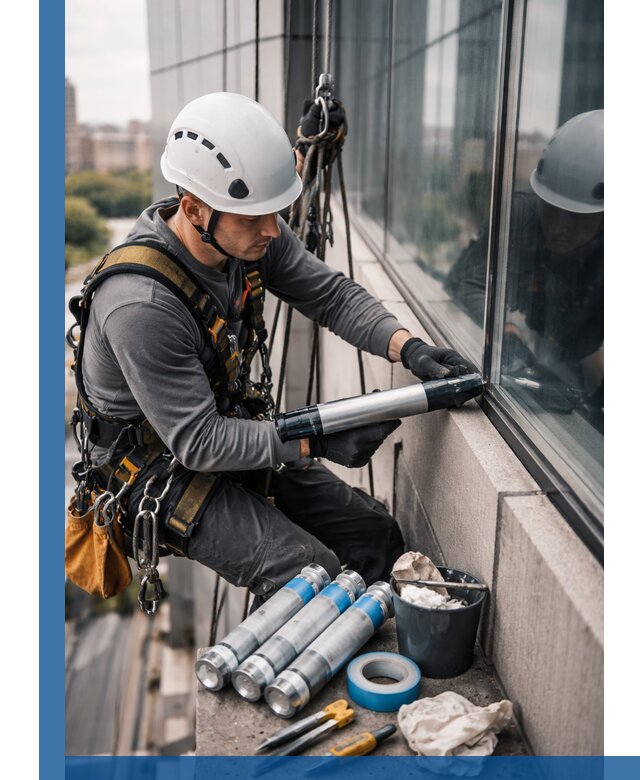 Герметизация стыков витража в Сызрани для герметичных фасадов