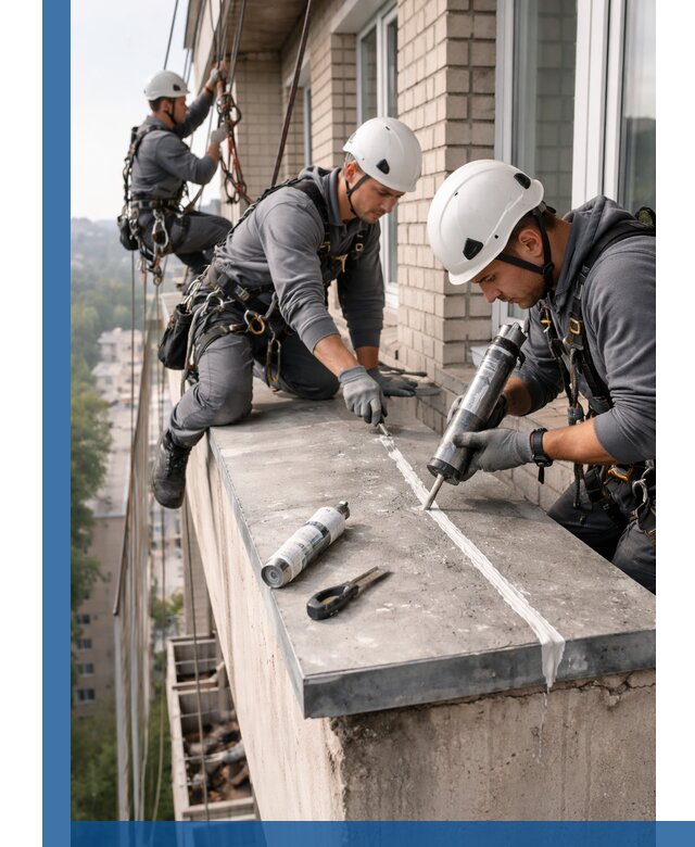 Герметизация балконного козырька в Сызрани профессионально