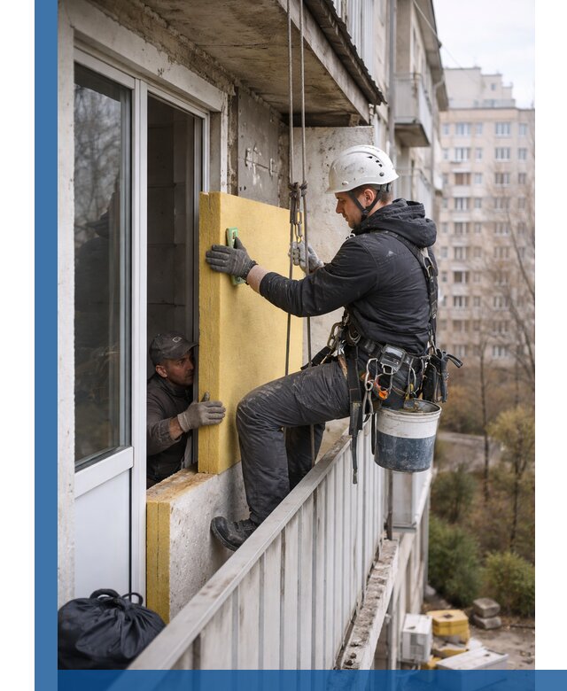 Профессиональное утепление балкона снаружи в Сызрани под ключ