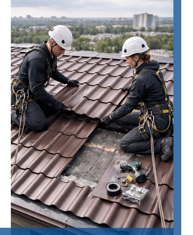 Ремонт металлочерепицы на крыше в Сызрани от 912 р. | ВЫСОТНИК-Сзр