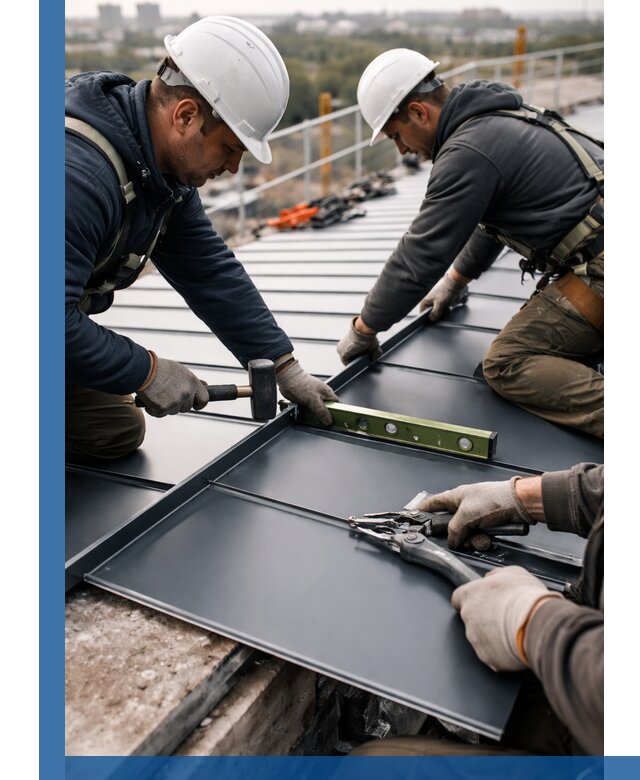 Монтаж фальцевой кровли в Сызрани для промышленных зданий