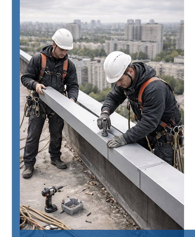 Монтаж парапетных крышек и ограждений кровли в Сызрани