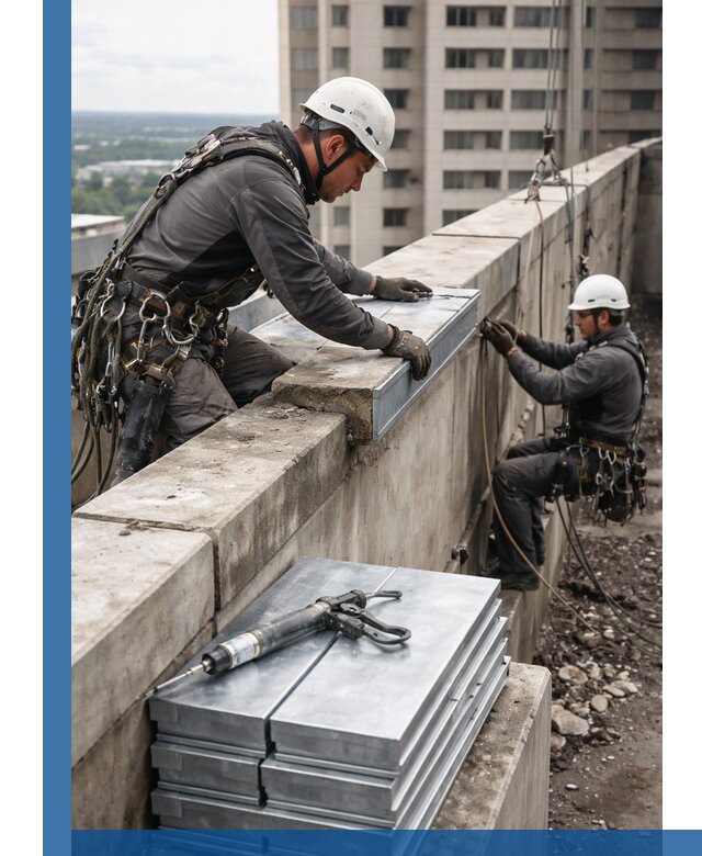 Замена парапетных крышек и установка новых в Сызрани
