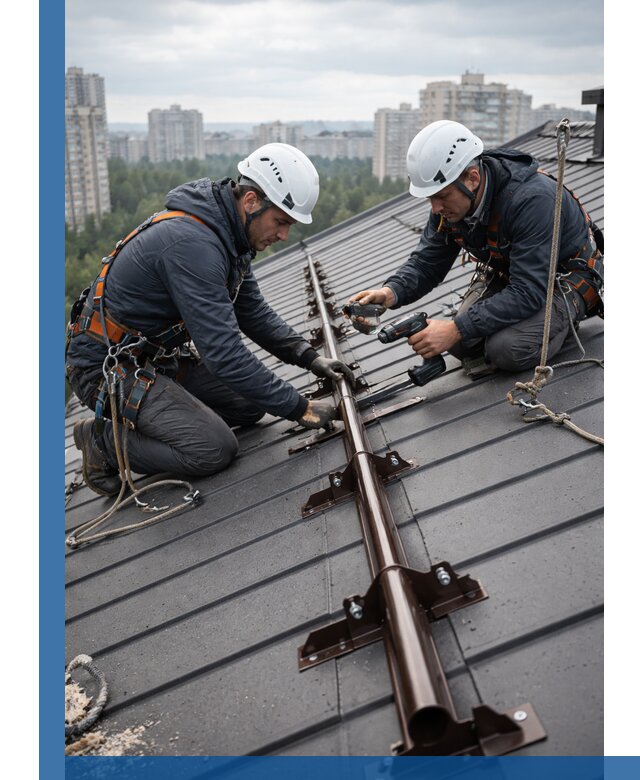 Монтаж снегозадержателей на кровле зданий в Сызрани под ключ