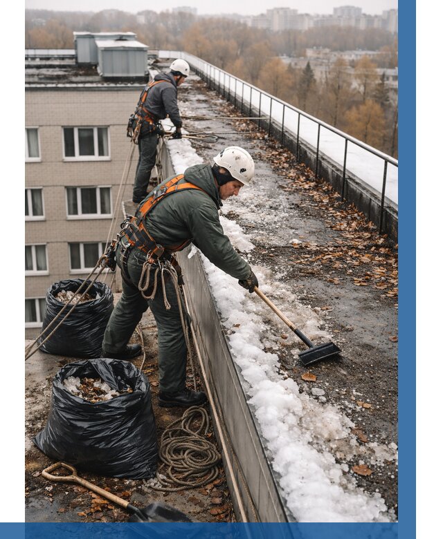 Очистка кровли по периметру в Сызрани от 557 р. | ВЫСОТНИК-Сзр