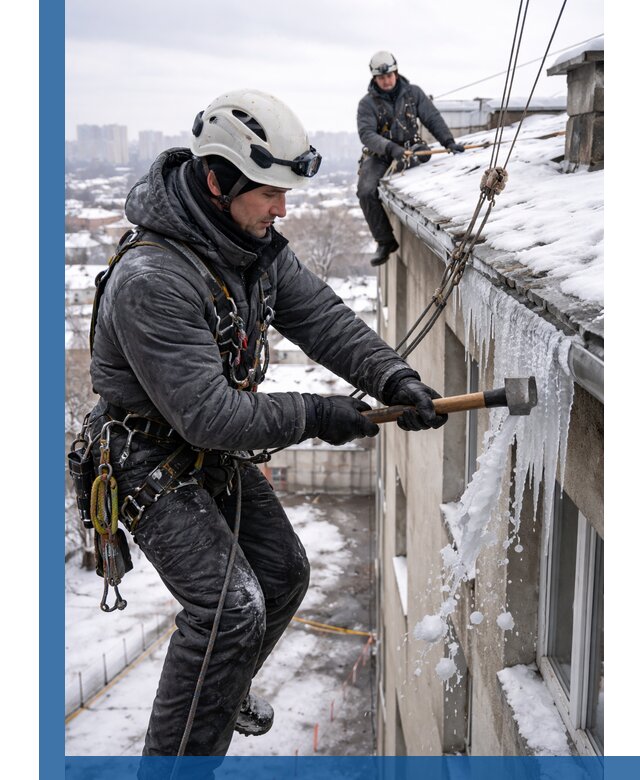 Сбивание и удаление сосулек с крыши в Сызрани безопасно