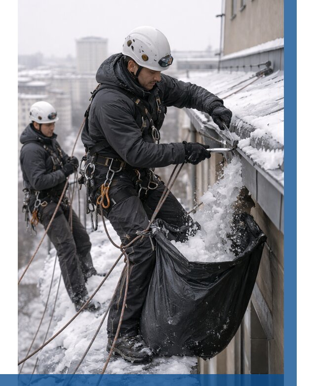 Аварийная очистка крыши в Сызрани под ключ от 304 р. | ВЫСОТНИК-Сзр