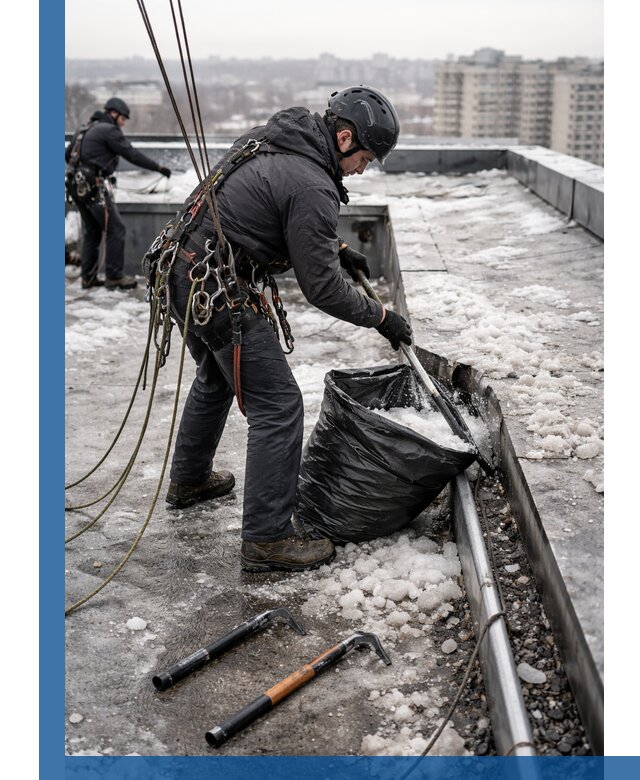 Аварийная очистка кровли в Сызрани от промальпинистов