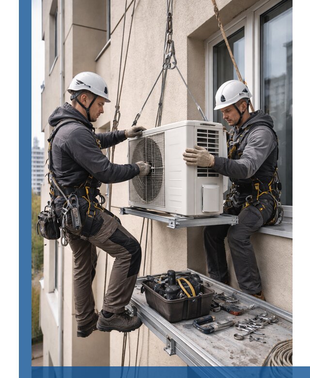 Перенос внешнего блока кондиционера в Сызрани с монтажом и крепежом