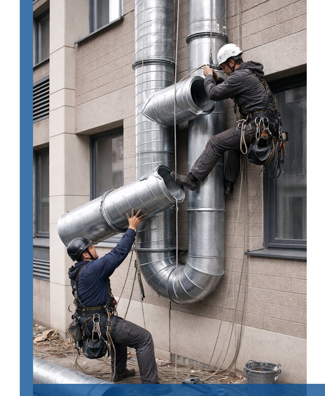 Монтаж фасадных воздуховодов в Сызрани с герметизацией и крепежом