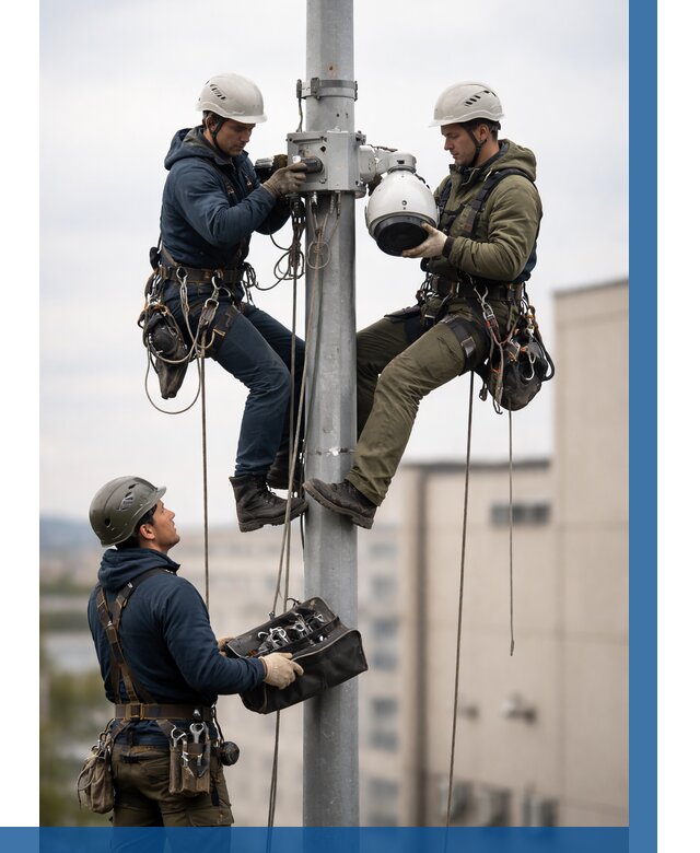 Установка видеокамер на мачте в Сызрани от 8611 р. | ВЫСОТНИК-Сзр