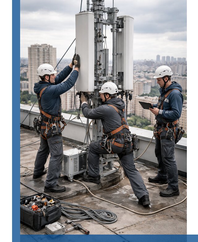 Монтаж антенн связи на крыше в Сызрани с вводом в эксплуатацию