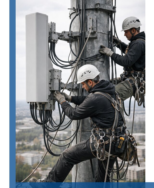 Монтаж оборудования связи на мачте в Сызрани с пусконаладкой