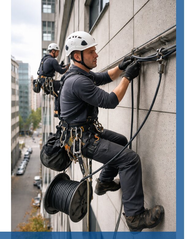 Прокладка кабеля по фасаду в Сызрани от 355 р. | ВЫСОТНИК-Сзр