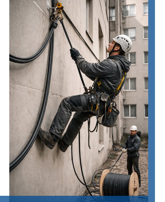 Протяжка кабеля питания на высоте в Сызрани от 456 р. | ВЫСОТНИК-Сзр