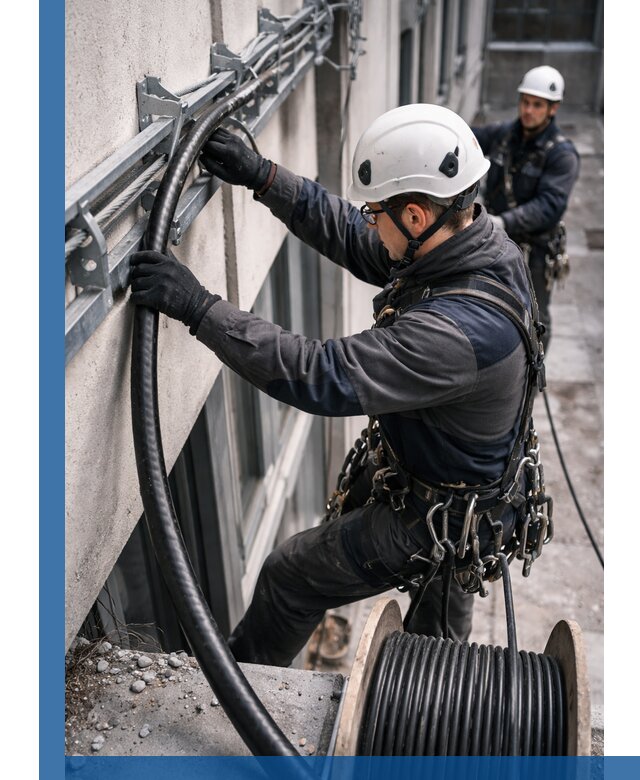 Протяжка кабеля питания на высоте в Сызрани с гарантией безопасности и качества