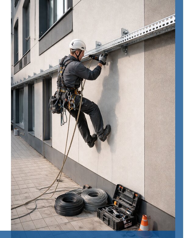 Монтаж кабельных лотков на фасаде в Сызрани от 1216 р. | ВЫСОТНИК-Сзр