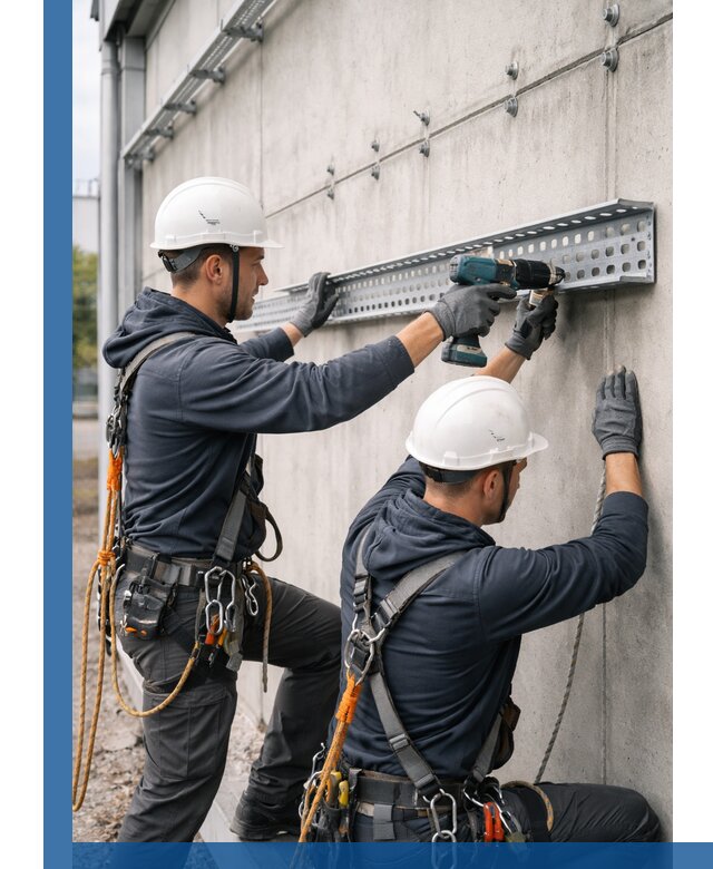 Монтаж кабельных лотков на фасаде зданий в Сызрани с гарантией