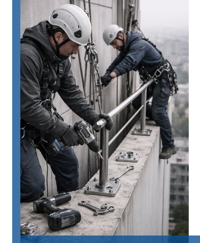 Монтаж перил на высоте в Сызрани для жилых и промобъектов