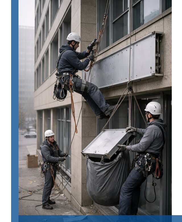 Демонтаж рекламной вывески с высотными работами в Сызрани