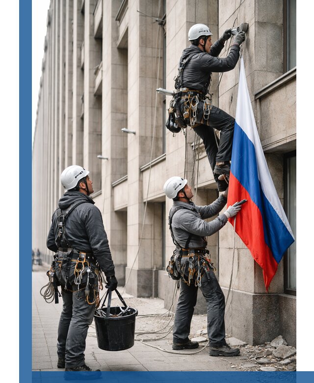 Профессиональная установка флагов на фасаде в Сызрани