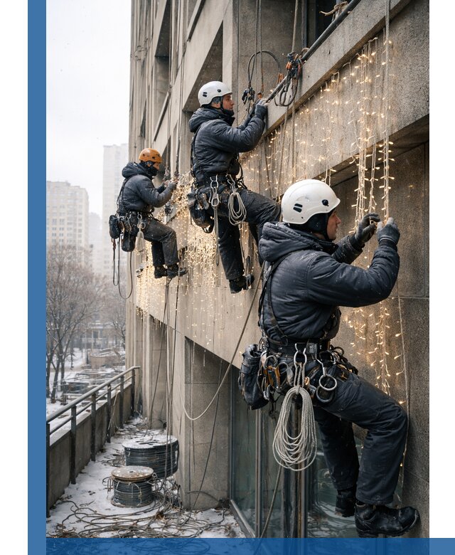 Монтаж новогодней иллюминации и украшение фасадов в Сызрани