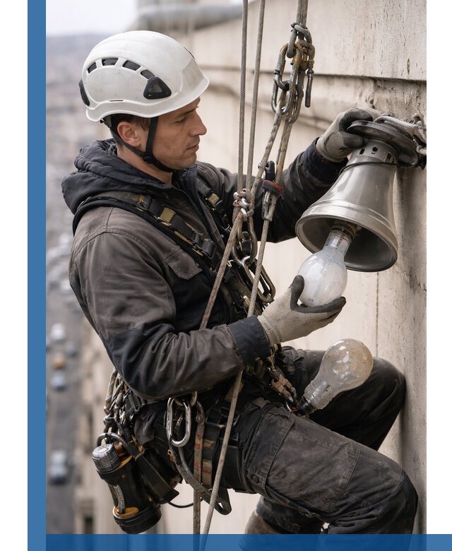 Замена ламп на высоте в Сызрани профессионально и быстро