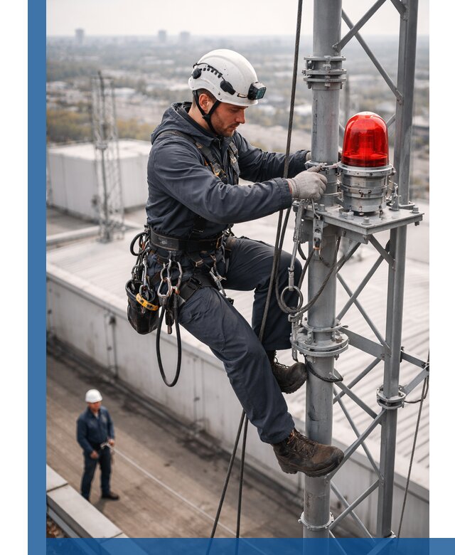 Монтаж заградительных огней и обслуживание объектов в Сызрани