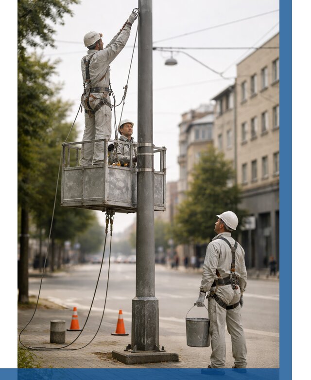 Покраска опор освещения в Сызрани от 5065 р. | ВЫСОТНИК-Сзр