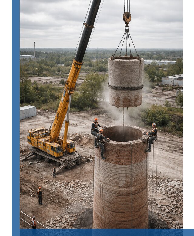 Демонтаж дымовой трубы в Сызрани с гарантиями безопасности