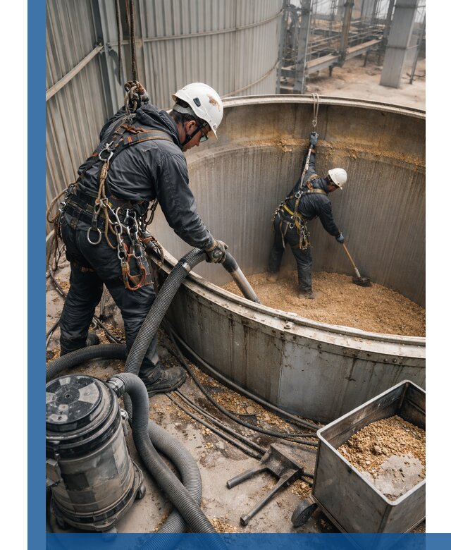 Профессиональная чистка зерновых бункеров в Сызрани с выездом