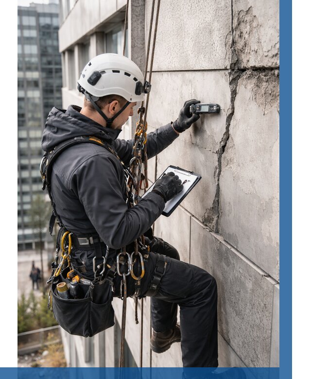 Обследование фасада альпинистами в Сызрани от 122 р. | ВЫСОТНИК-Сзр