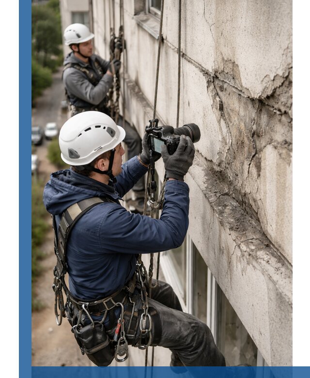 Фотофиксация дефектов фасада с высотной съемкой в Сызрани